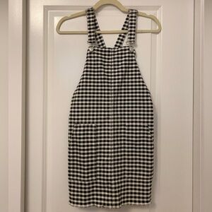 Topshop Moto Denim Gingham Overalls Dress Size 2 Petite